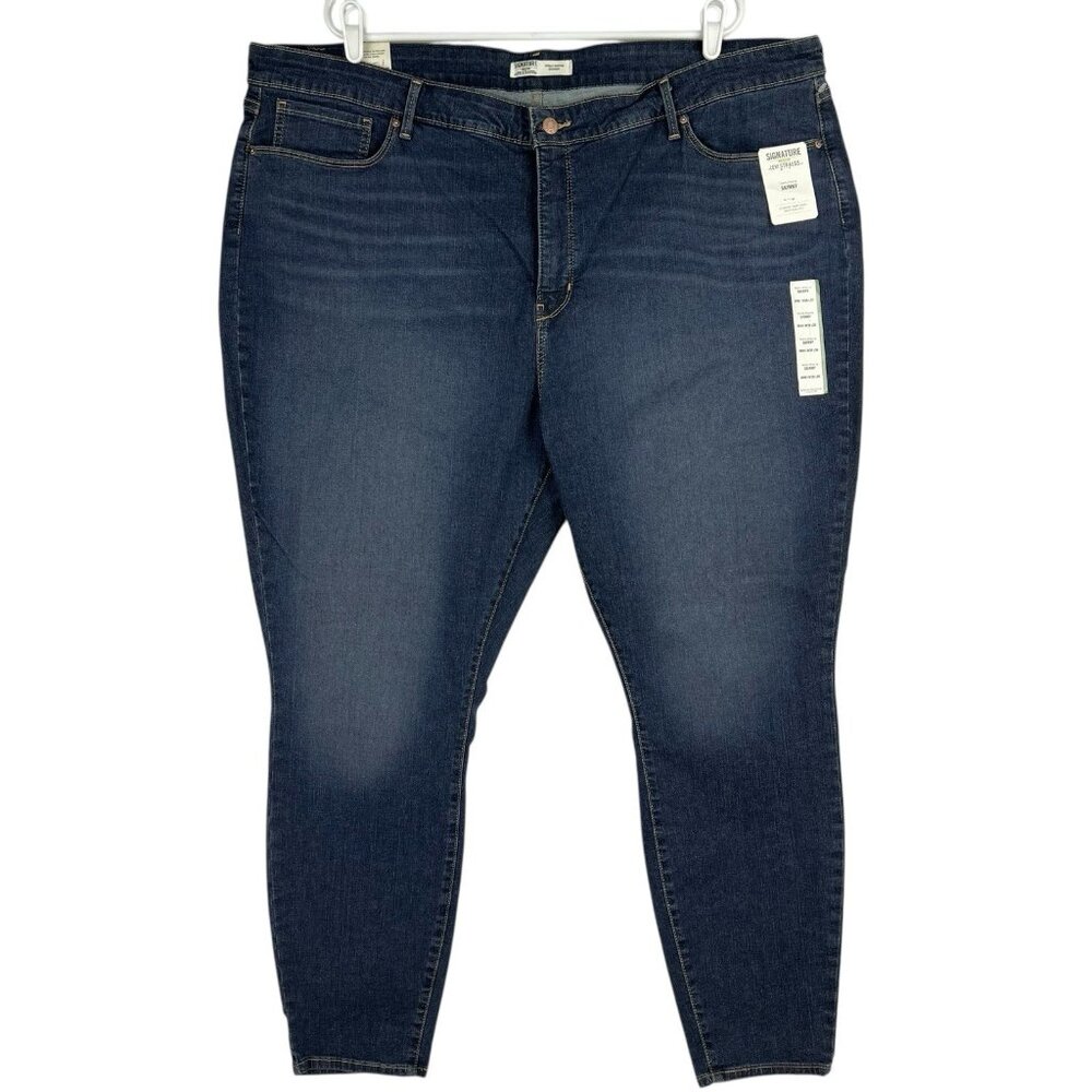 Signature Levi Strauss Women's Stretch Skinny Blue Denim Jeans Sz 28M 39x30‎ NWT